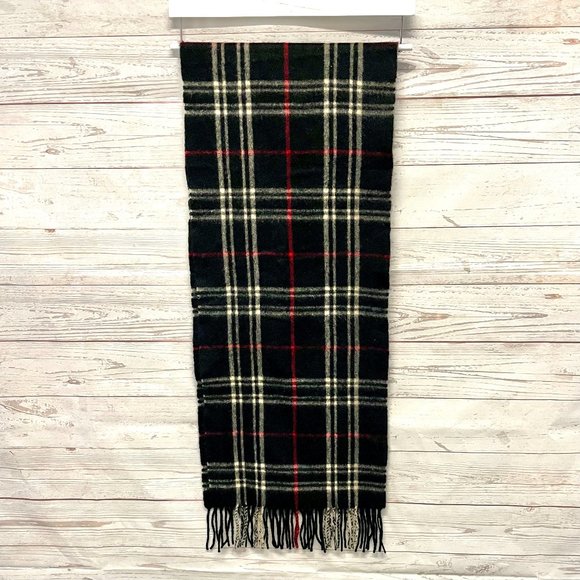 Cashmere Plaid Scarf with fringe - Picture 1 of 5